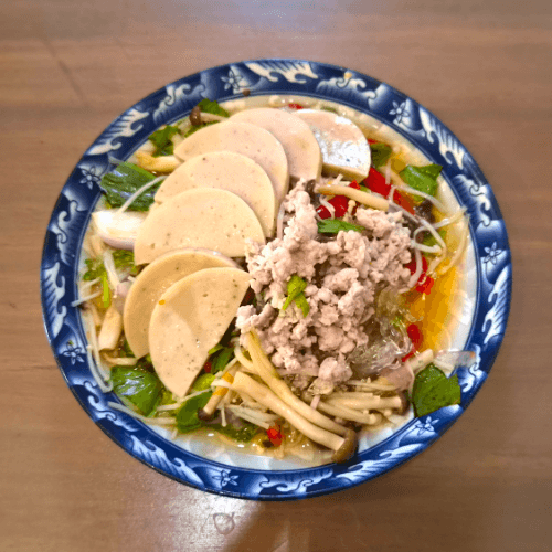 Spicy Konjac Noodle Salad with Vietnamese Pork Sausage