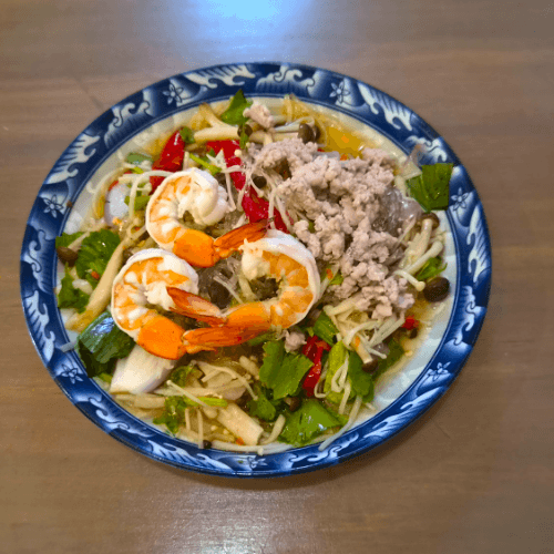 Spicy Konjac Noodle Salad with Shrimp